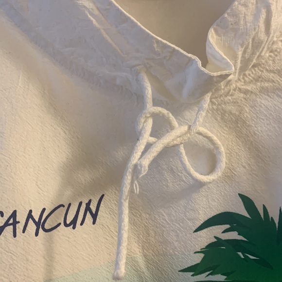 Cancun Graphic Light Cotton Pullover Top Pure White Women’s Size Medium - Picture 4 of 7